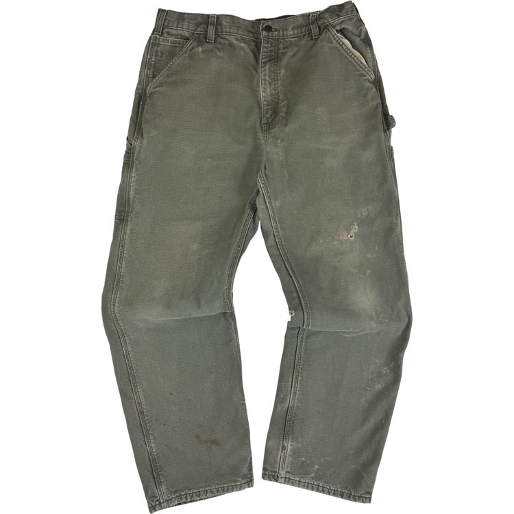 Carhartt Flannel Lined Carpenter Workwear Trousers Green obraz 6