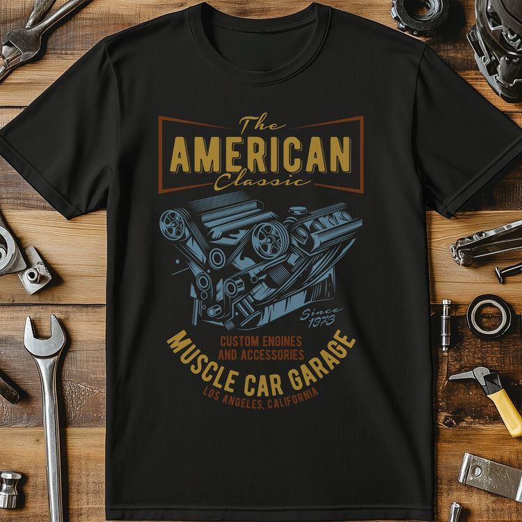 American Classic Muscle Car Garage T-shirt AU 4