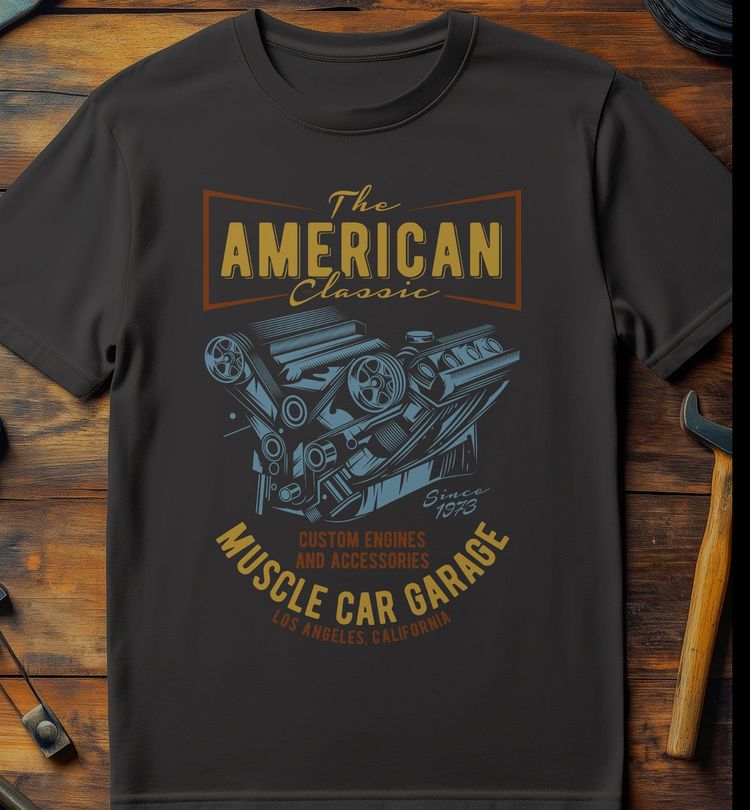 American Classic Muscle Car Garage T-shirt AU 2