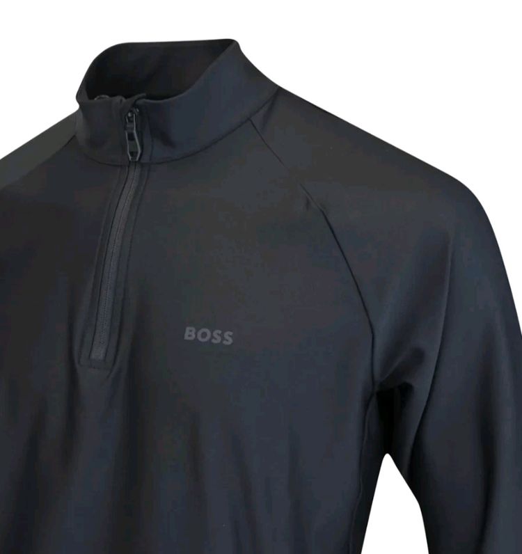 BOSS men's black quarter-zip pullover