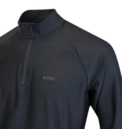 BOSS men's black quarter-zip pullover