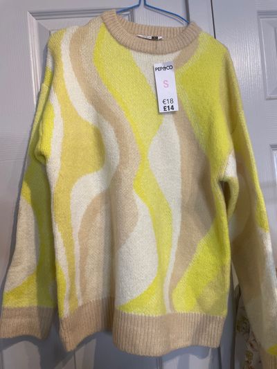 Penco Yellow And Beige Patterned Sweater