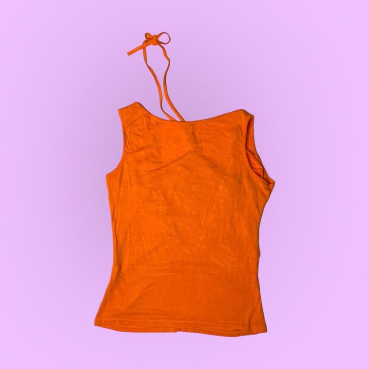 90s 00s orange halter neck tank top with diamanté details   image 3