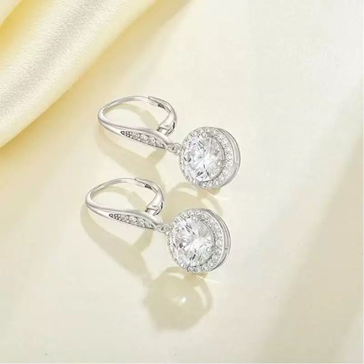 Other Silver Drop Earrings With Clear Stones product image