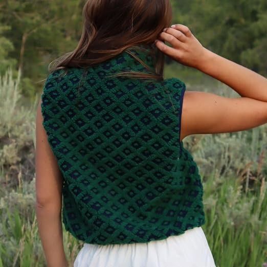 Green Patterned Fleece Vest imagen 2