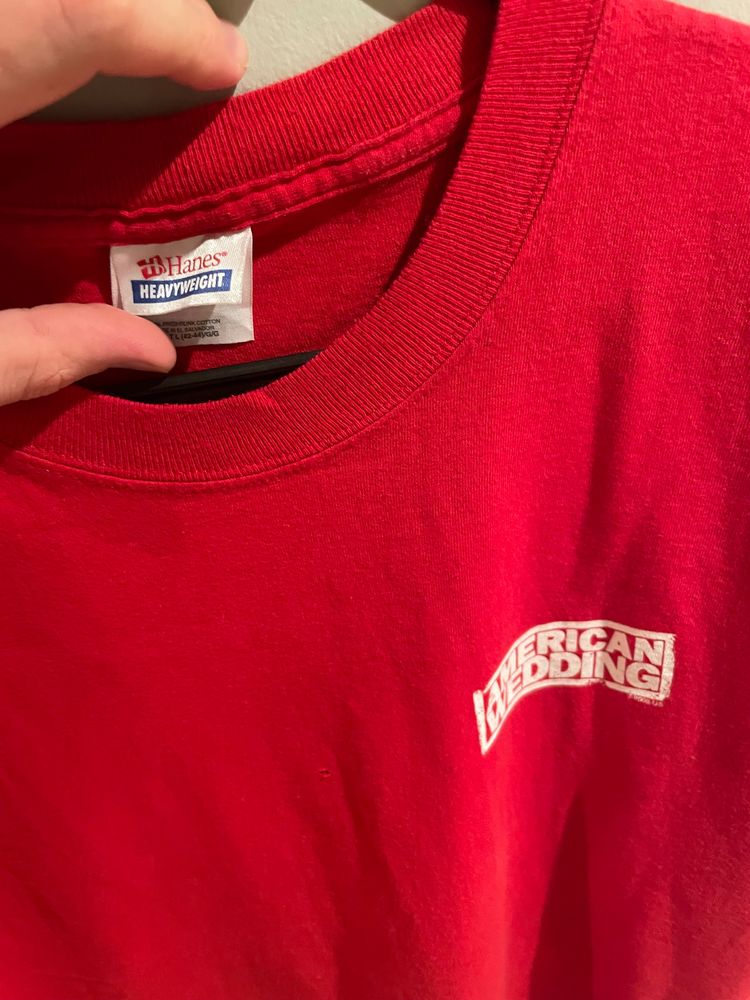 Hanes Heavyweight Red T-Shirt With American Wedding Print 4