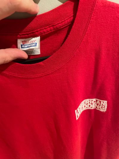 Hanes Heavyweight Red T-Shirt With American Wedding Print 4
