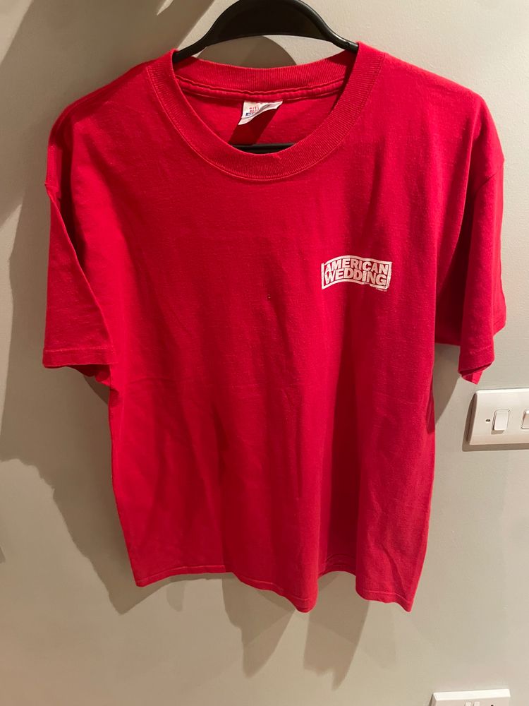 Hanes Heavyweight Red T-Shirt With American Wedding Print 2