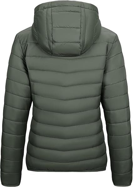 Green Padded Jacket With Hood obraz 2