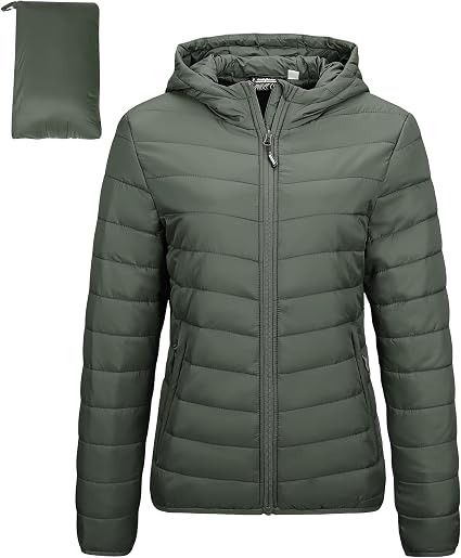 Green Padded Jacket With Hood image 1