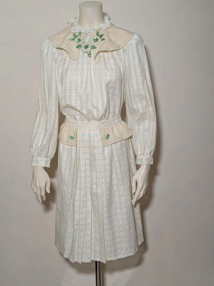 Completo Vintage Vintagewear 2 Pezzi (Blusa + Gonna) Bianco/Verde Chic marca Mar Mar image 1