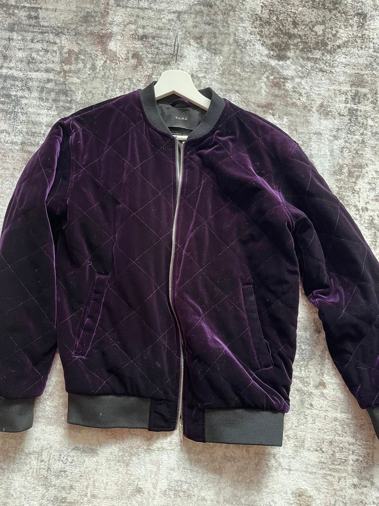 Zara Zara Purple Quilted Velvet Bomber Jacket product image