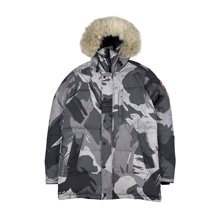 Canada Goose Grey Camo Premium Down Carson Coyote Fur Parka Jacket - Large image 1