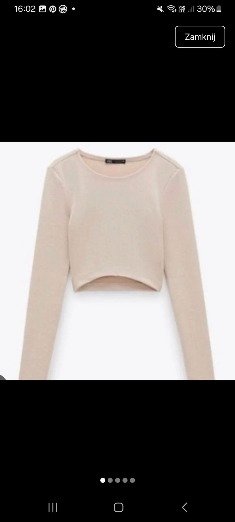 Beige Long Sleeve Cropped Top