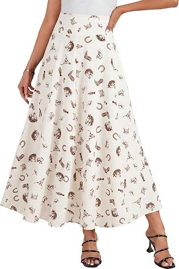 White Printed Midi Skirt image 2