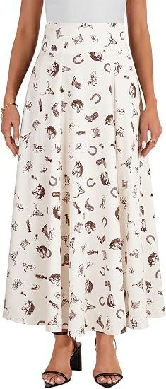 White Printed Midi Skirt image 1