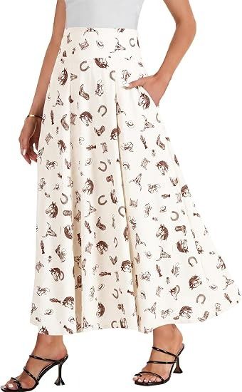White Printed Midi Skirt image 6