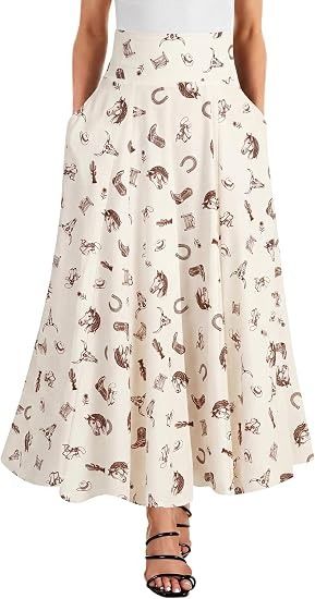 White Printed Midi Skirt image 4