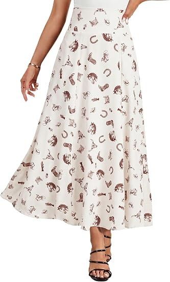 White Printed Midi Skirt image 3