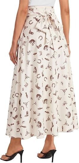 White Printed Midi Skirt image 5