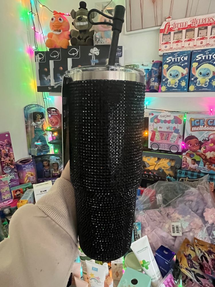 Other Black Rhinestone Tumbler Cup With Lid And Straw product image