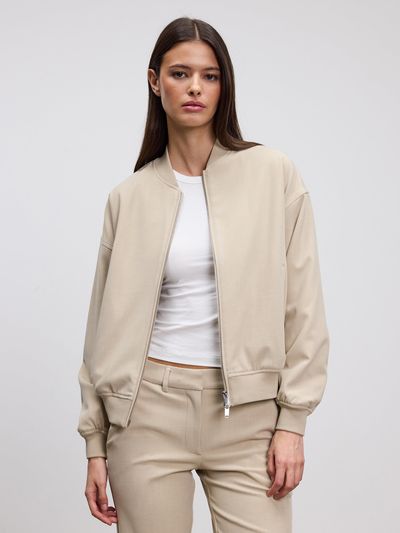 Arne - Womens Smart Bomber Jacket - Stone