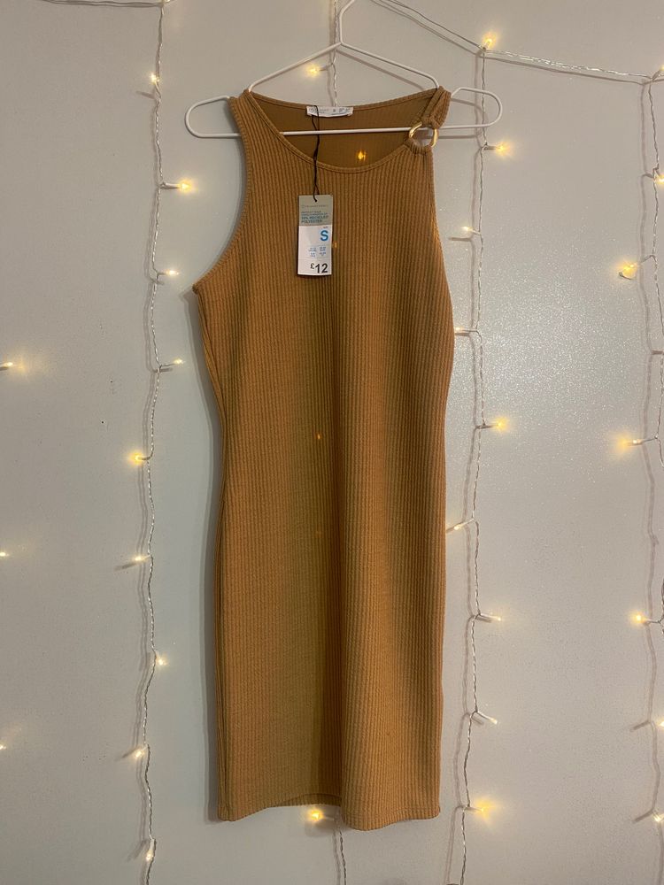 Other Brown Ribbed Sleeveless Dress product image