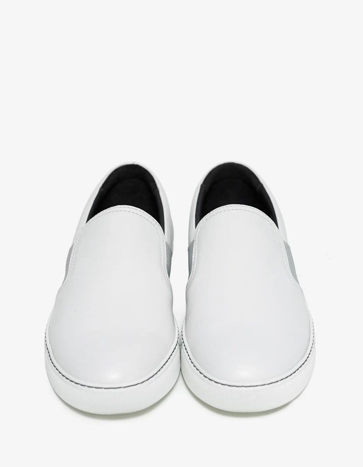 Lanvin Aged White Leather Slip On Trainers image 7