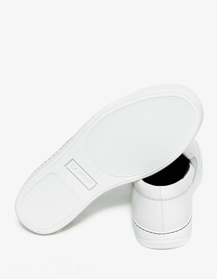 Lanvin Aged White Leather Slip On Trainers image 5