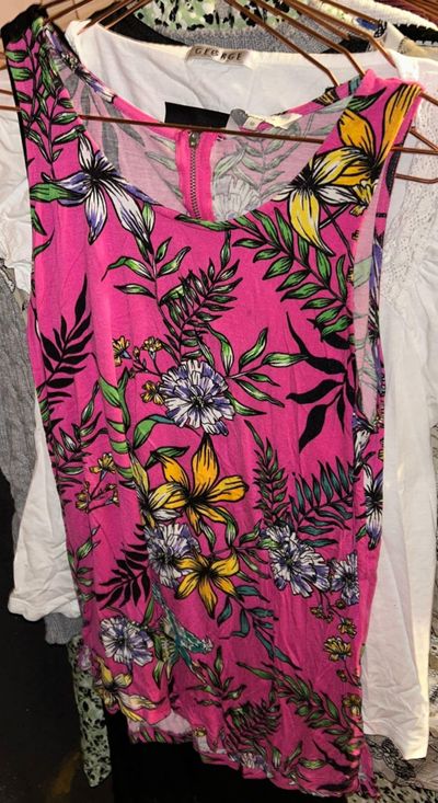 Pink Floral Sleeveless Top