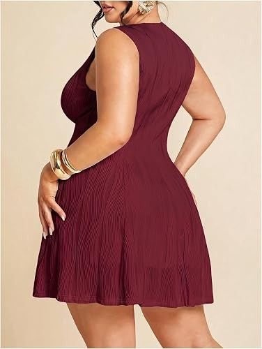 Burgundy Sleeveless Textured Dress imagen 4