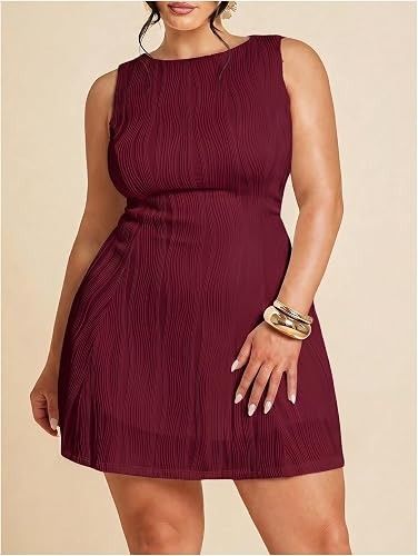 Burgundy Sleeveless Textured Dress imagen 2