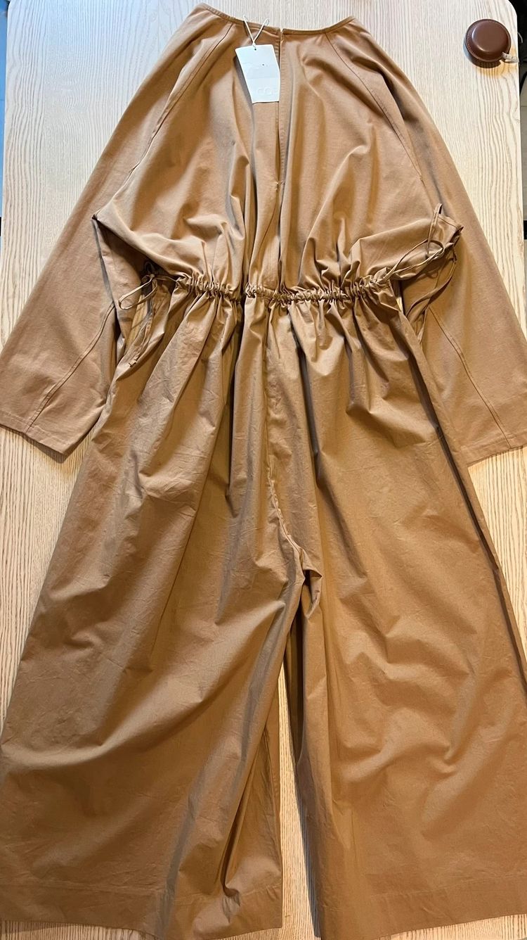 COS – Architectural Drawstring Jumpsuit – Camel Brown – Organic Cotton – New With Tags 89€ image 1