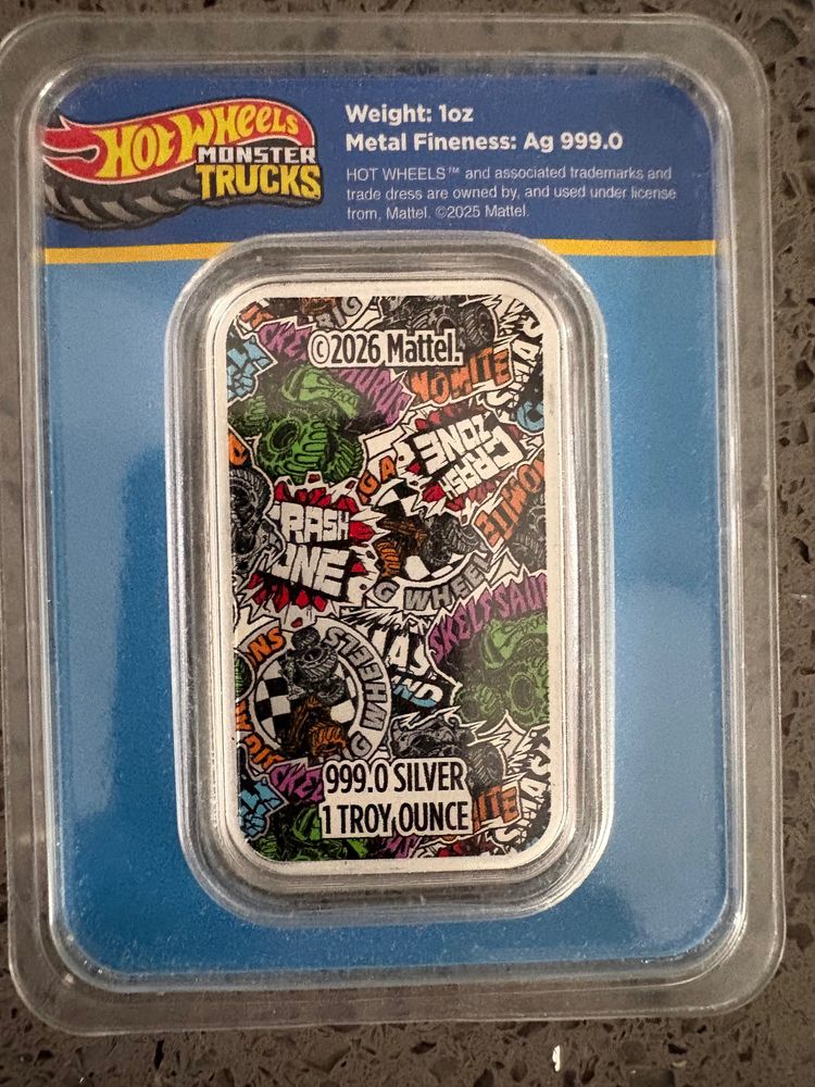 Hot Wheels Monster Trucks Mega Wrex 1Oz Pure Silver Bar 2