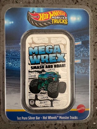 Hot Wheels Monster Trucks Mega Wrex 1Oz Pure Silver Bar