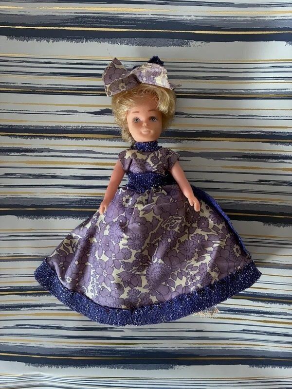 Purple Floral Dress Doll With Matching Hat image 1