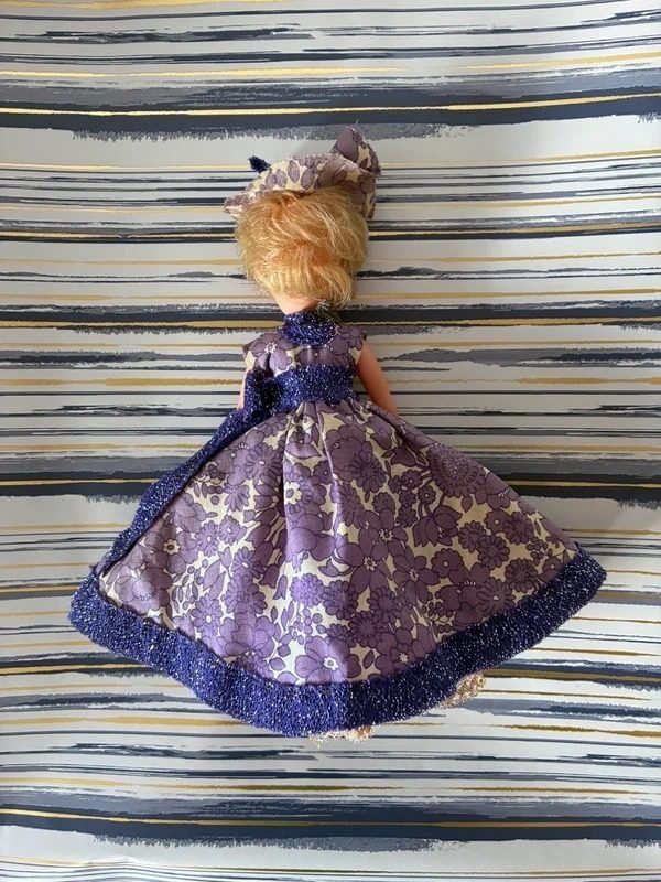 Purple Floral Dress Doll With Matching Hat image 4