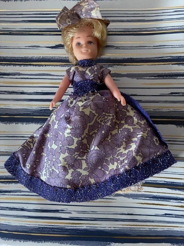 Purple Floral Dress Doll With Matching Hat image 2