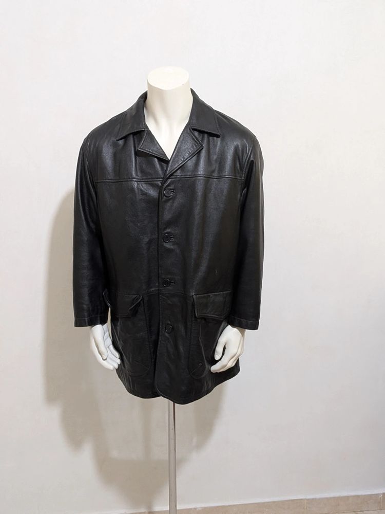 Giacca in vera pelle / Cappotto corto uomovintage Scout - Nero image 1