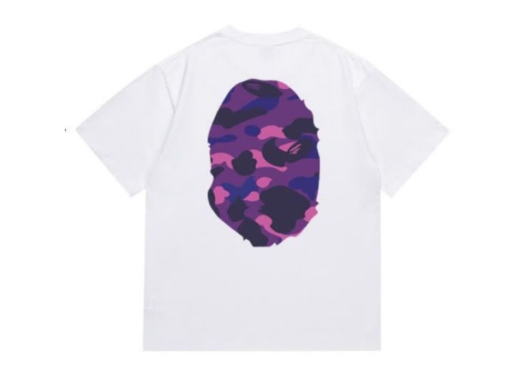 BAPE COLOUR CAMO BIG APE HEAD TEE - WHITE/PURPLE image 3