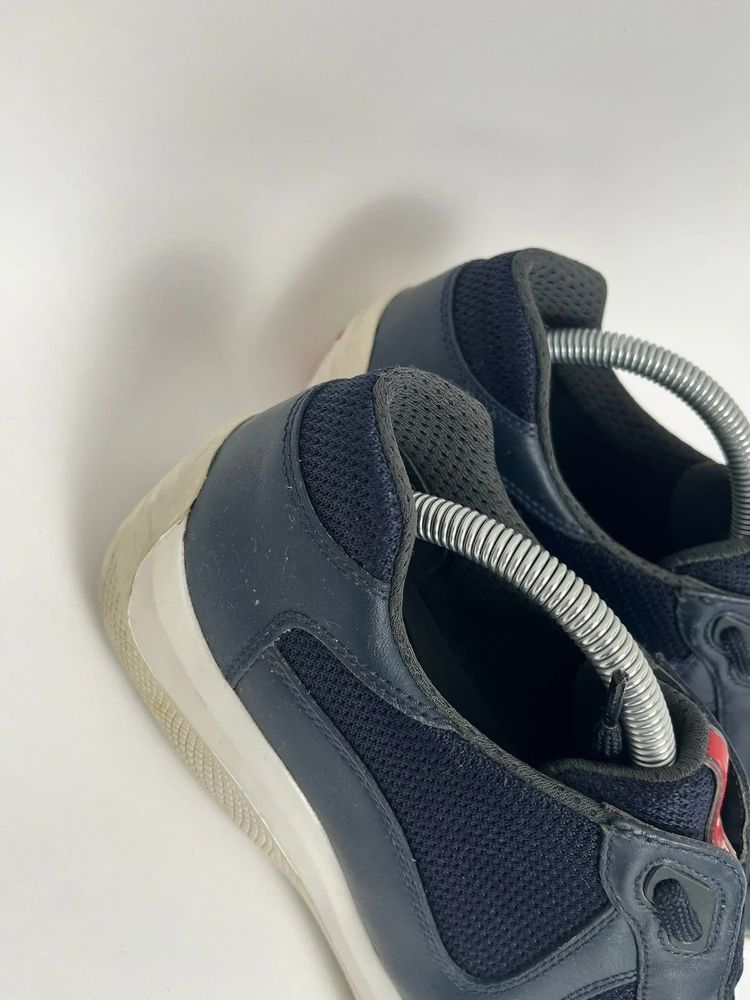 Prada Navy Blue Leather Americas Cups obraz 4