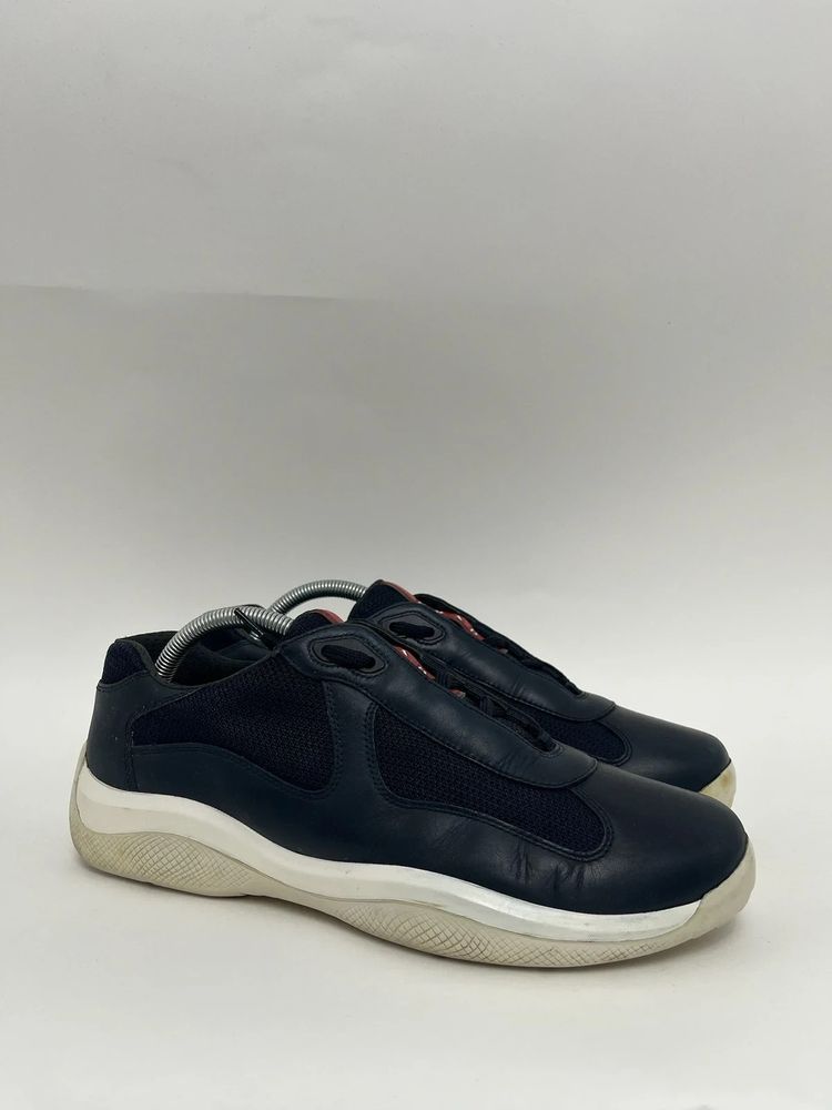 Prada Navy Blue Leather Americas Cups obraz 2