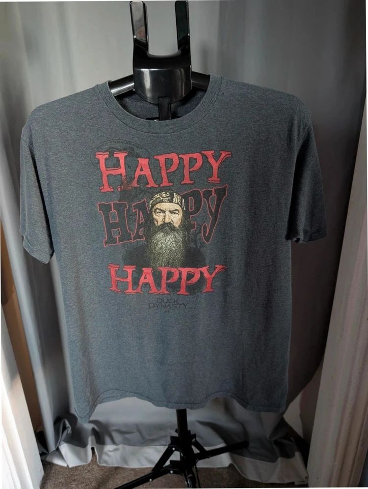 Immagine di Duck Dynasty Youth T-Shirt XL Grey Redneck Happy Happy Happy 1