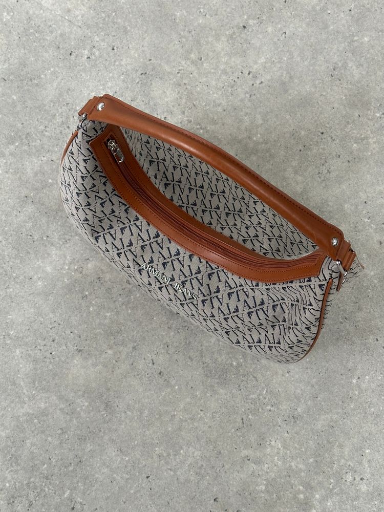 Armani Jeans 2000s Monogram Crescent Shoulder Bag image 8