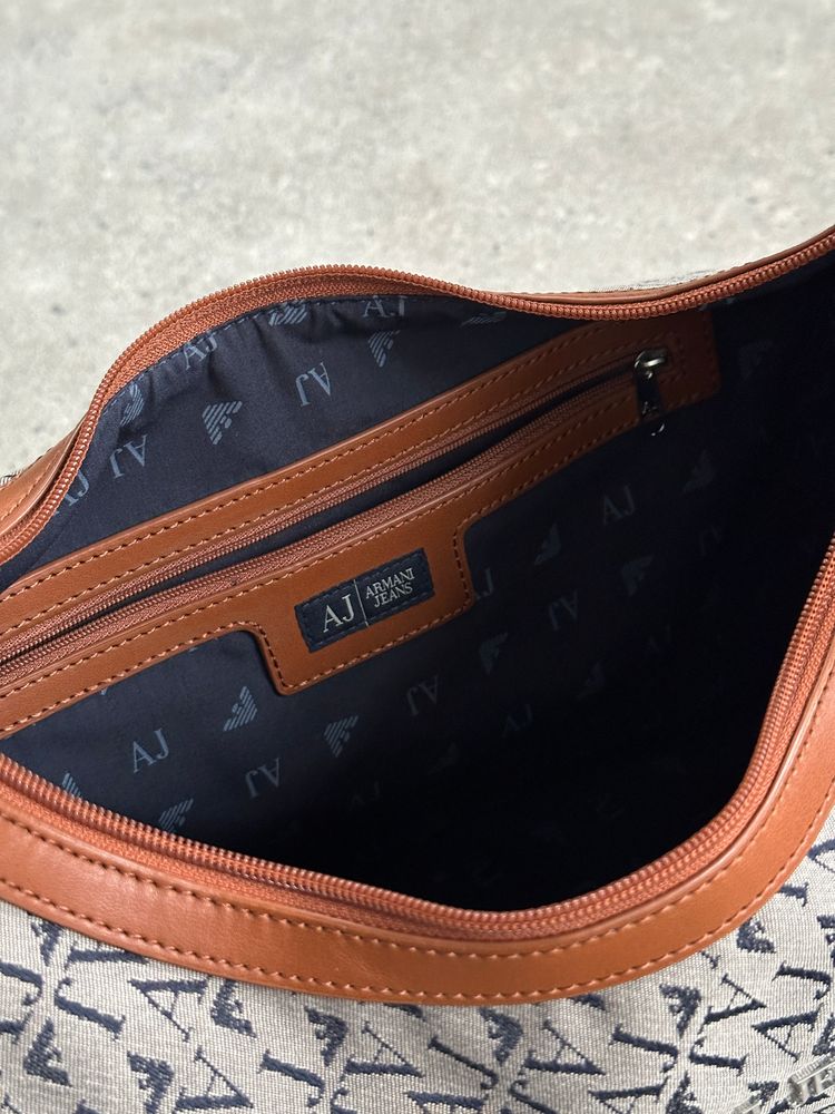 Armani Jeans 2000s Monogram Crescent Shoulder Bag image 2