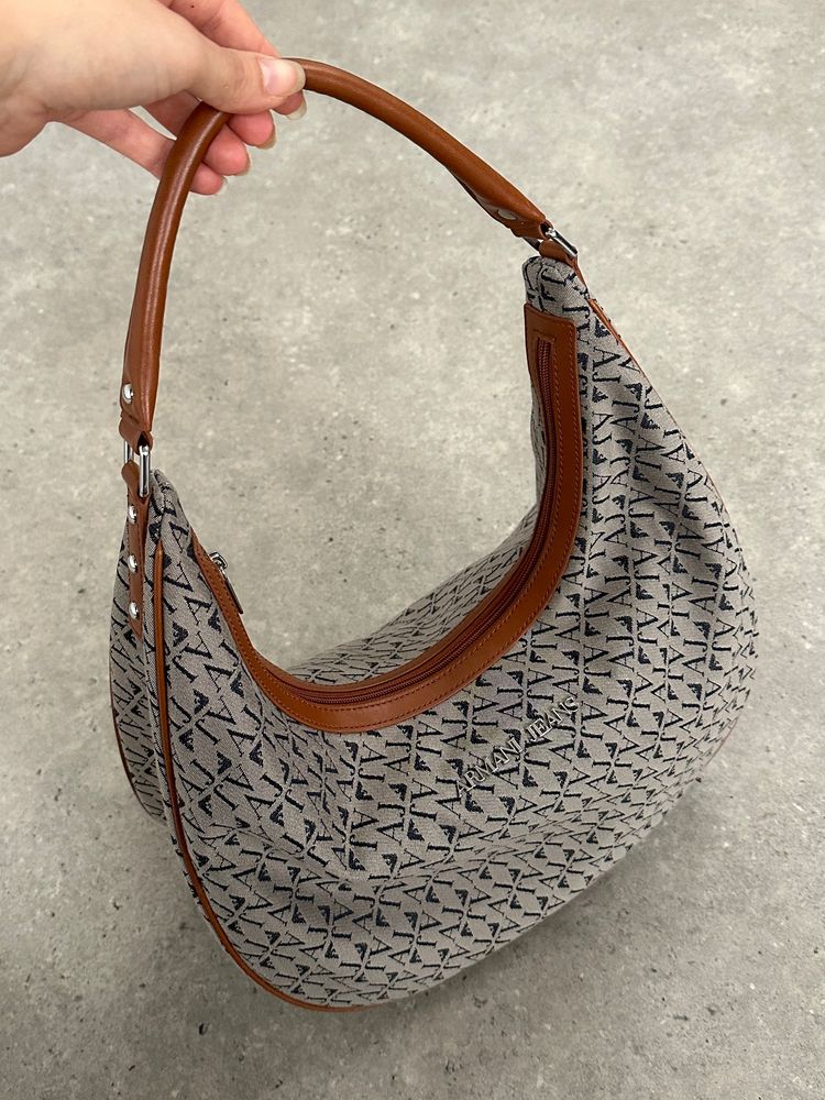Armani Jeans 2000s Monogram Crescent Shoulder Bag image 10