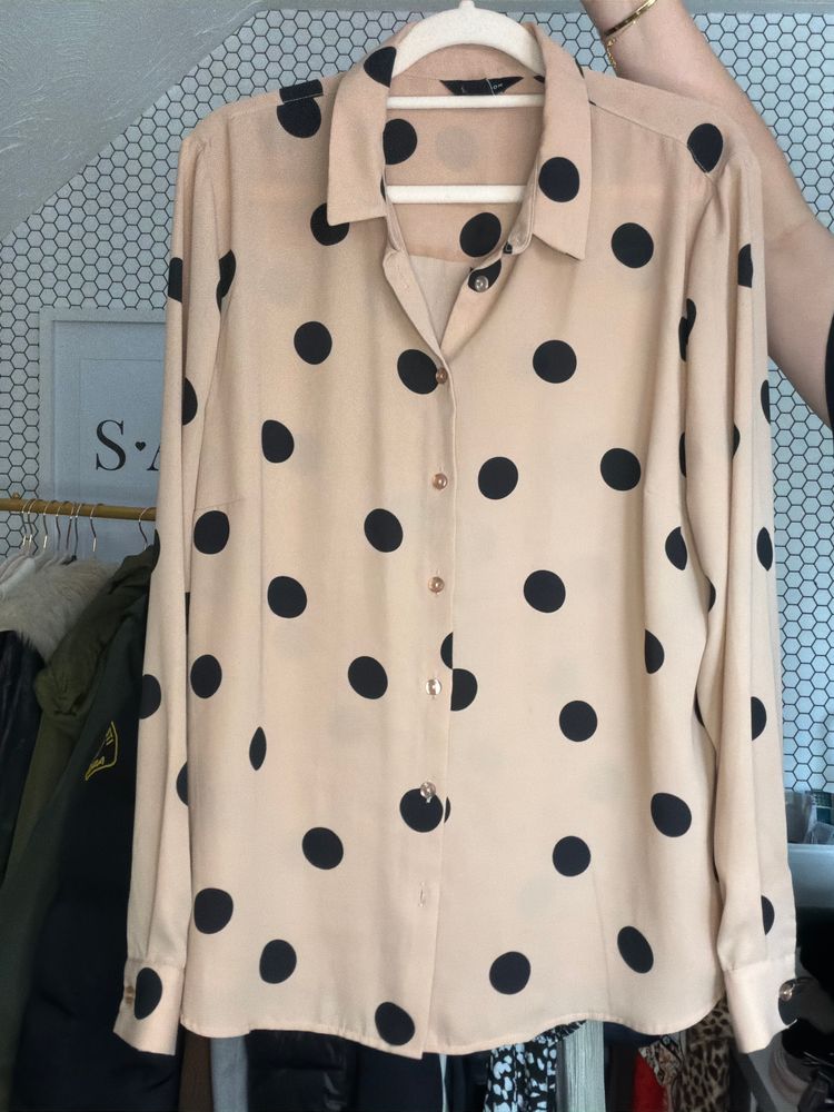 New Look Beige/pink Blouse With Black Polka Dots product image