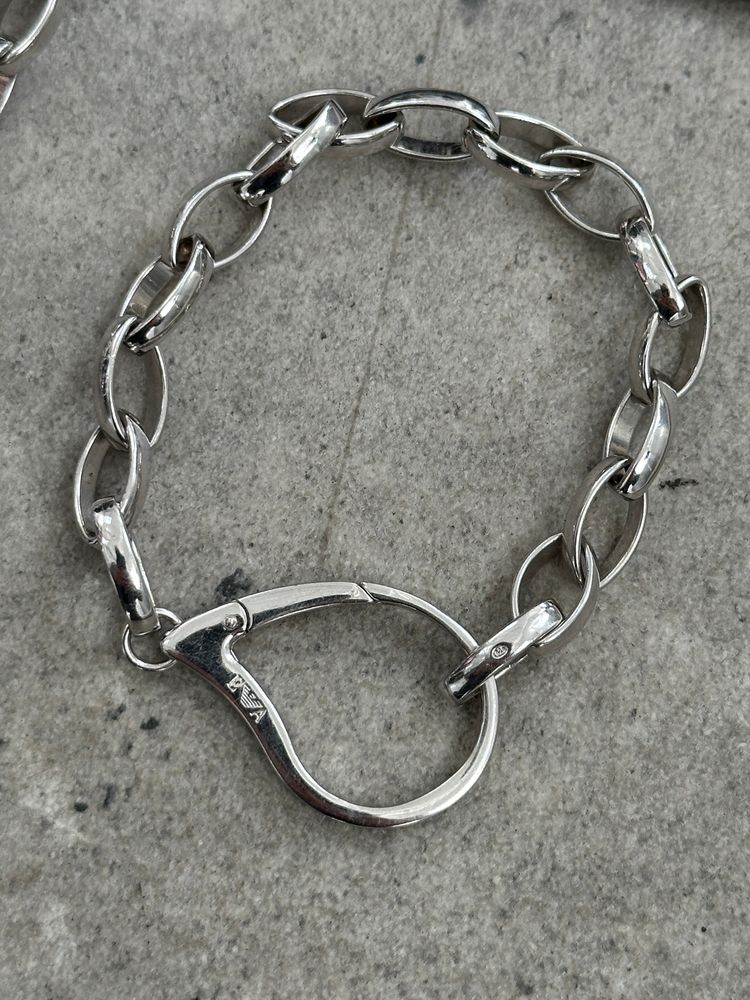Emporio Armani 2000s Sterling Silver Necklace & Bracelet Set obraz 3