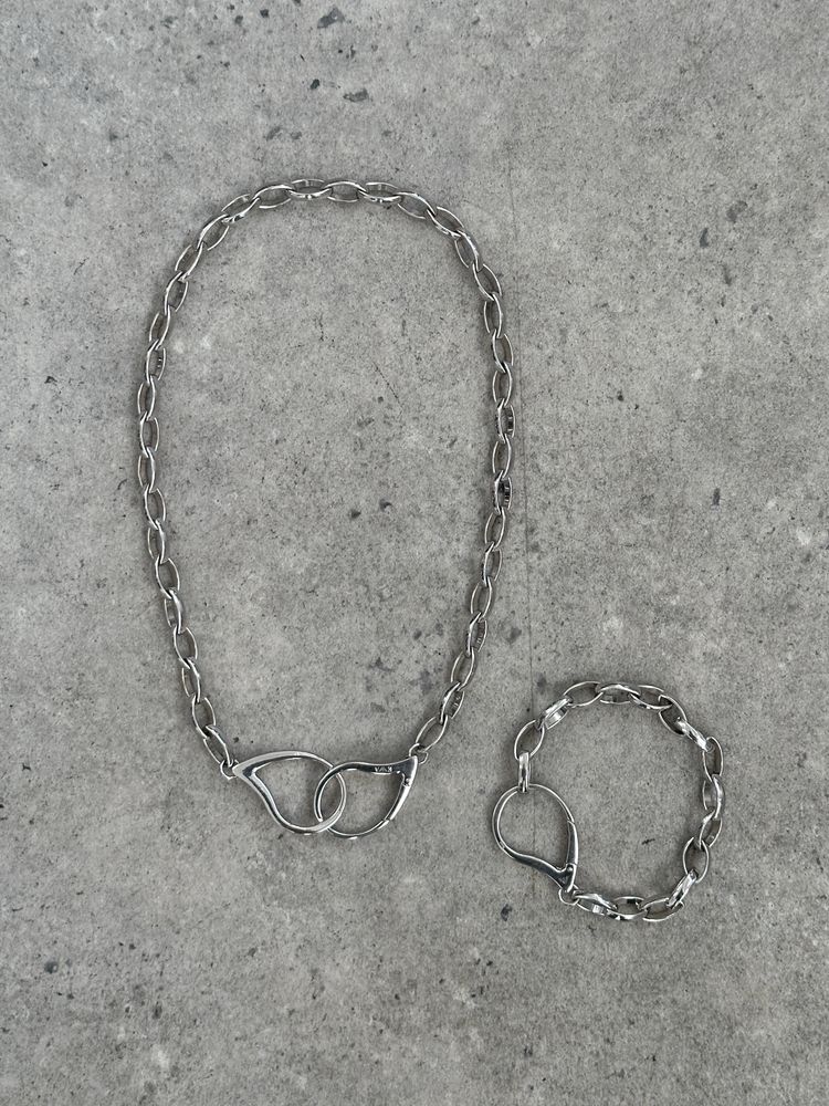 Emporio Armani 2000s Sterling Silver Necklace & Bracelet Set image 1