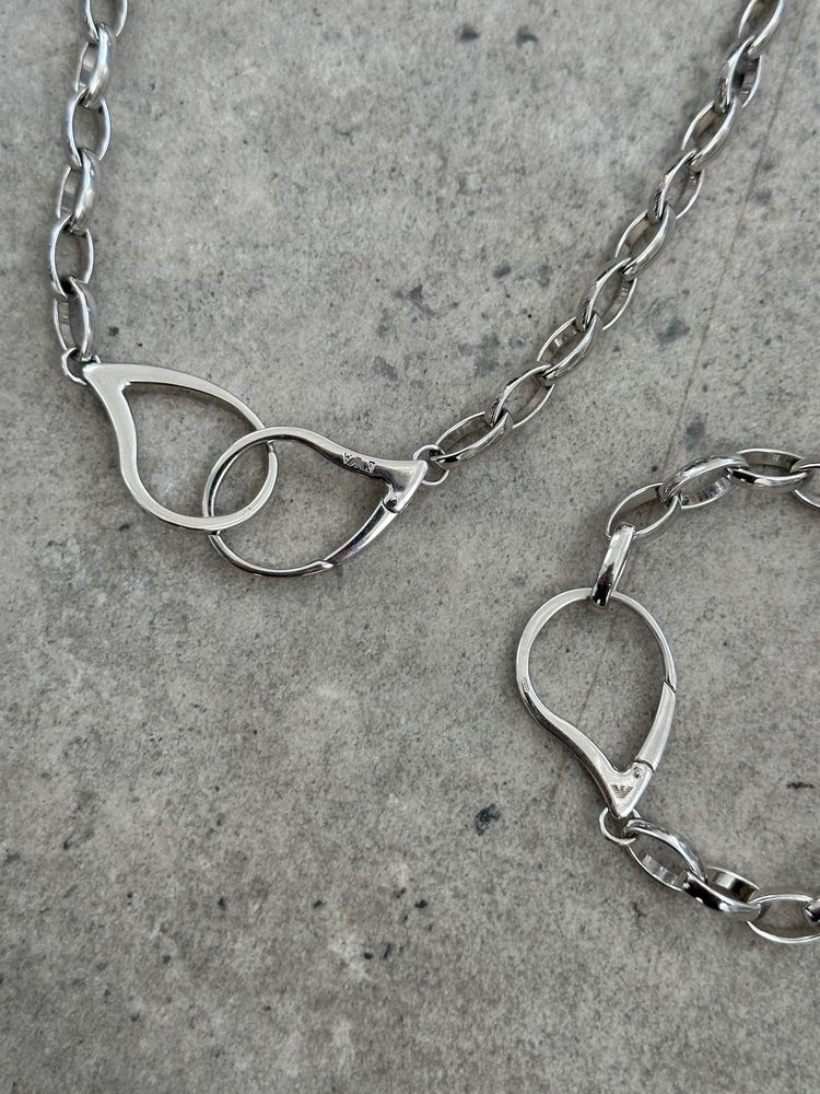 Emporio Armani 2000s Sterling Silver Necklace & Bracelet Set obraz 6